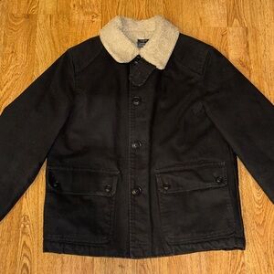 J.Crew Factory Boulder Jacket Sherpa Lining Black Mens Small Detroit Canvas READ